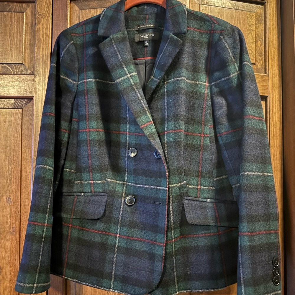 Talbots Brushed Wool Plaid Blazer